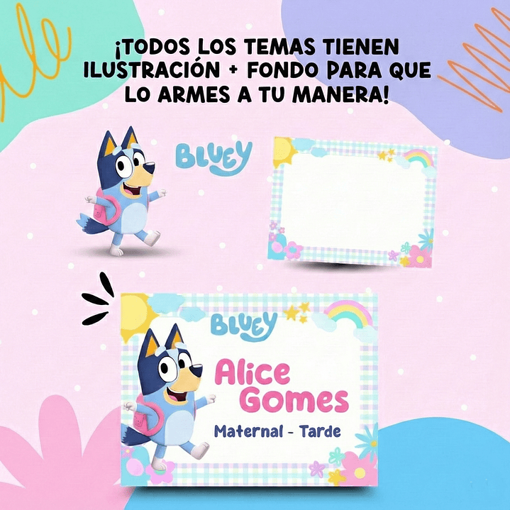 Diseños Plantilla Etiquetas Escolares Mascotas y Personajes 2026 Archivos Png 2