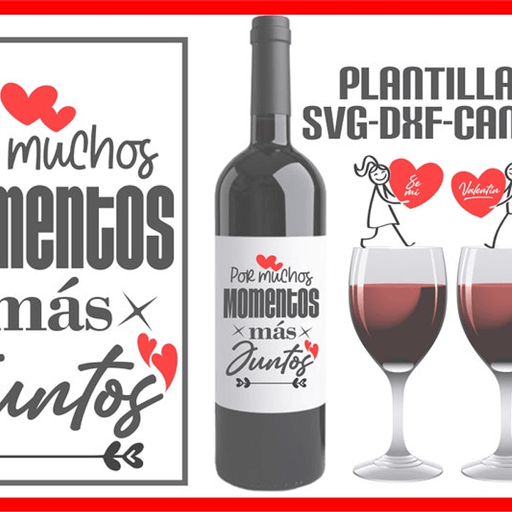 Plantillas de Diseño para Botellas San Valentín Archivos SVG y Studio 8