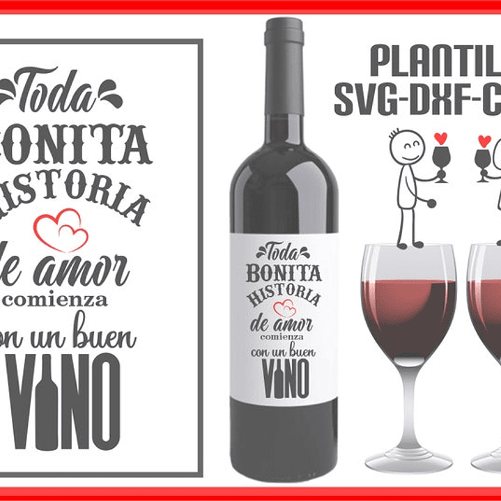 Plantillas de Diseño para Botellas San Valentín Archivos SVG y Studio 9