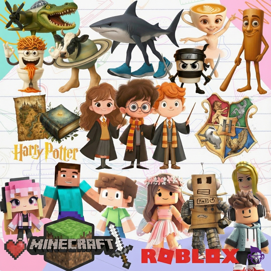 Diseños Plantilla Etiquetas Escolares Mascotas y Personajes 2026 Archivos Png 8