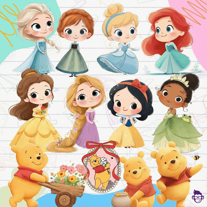 Diseños Plantilla Etiquetas Escolares Mascotas y Personajes 2026 Archivos Png 10