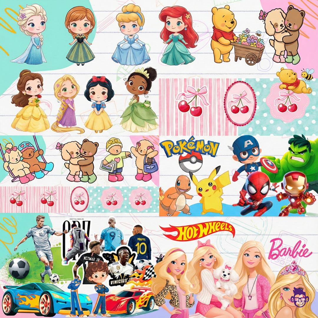 Diseños Plantilla Etiquetas Escolares Mascotas y Personajes 2026 Archivos Png 12