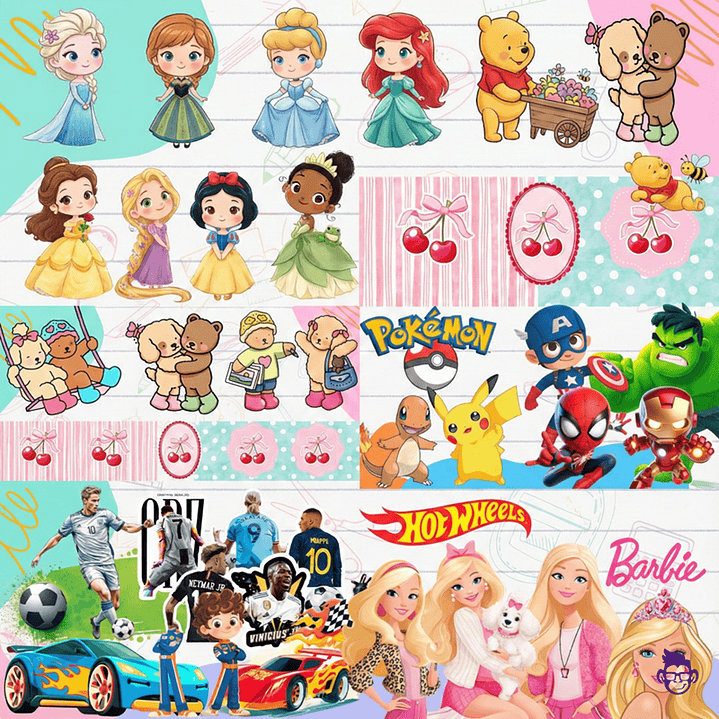 Diseños Plantilla Etiquetas Escolares Mascotas y Personajes 2026 Archivos Png 12