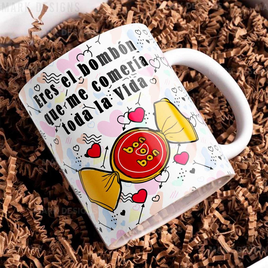 8 Plantillas de Diseño Tazas Frases San Valentín Archivos JPG y Editables PSD 2