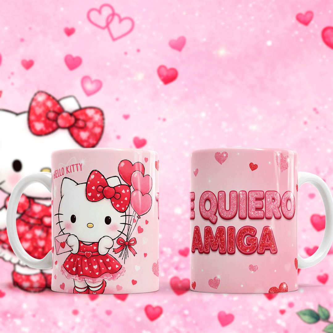 7 Plantillas de Diseño Tazas Hello Kitty San Valentín Archivos PNG 2