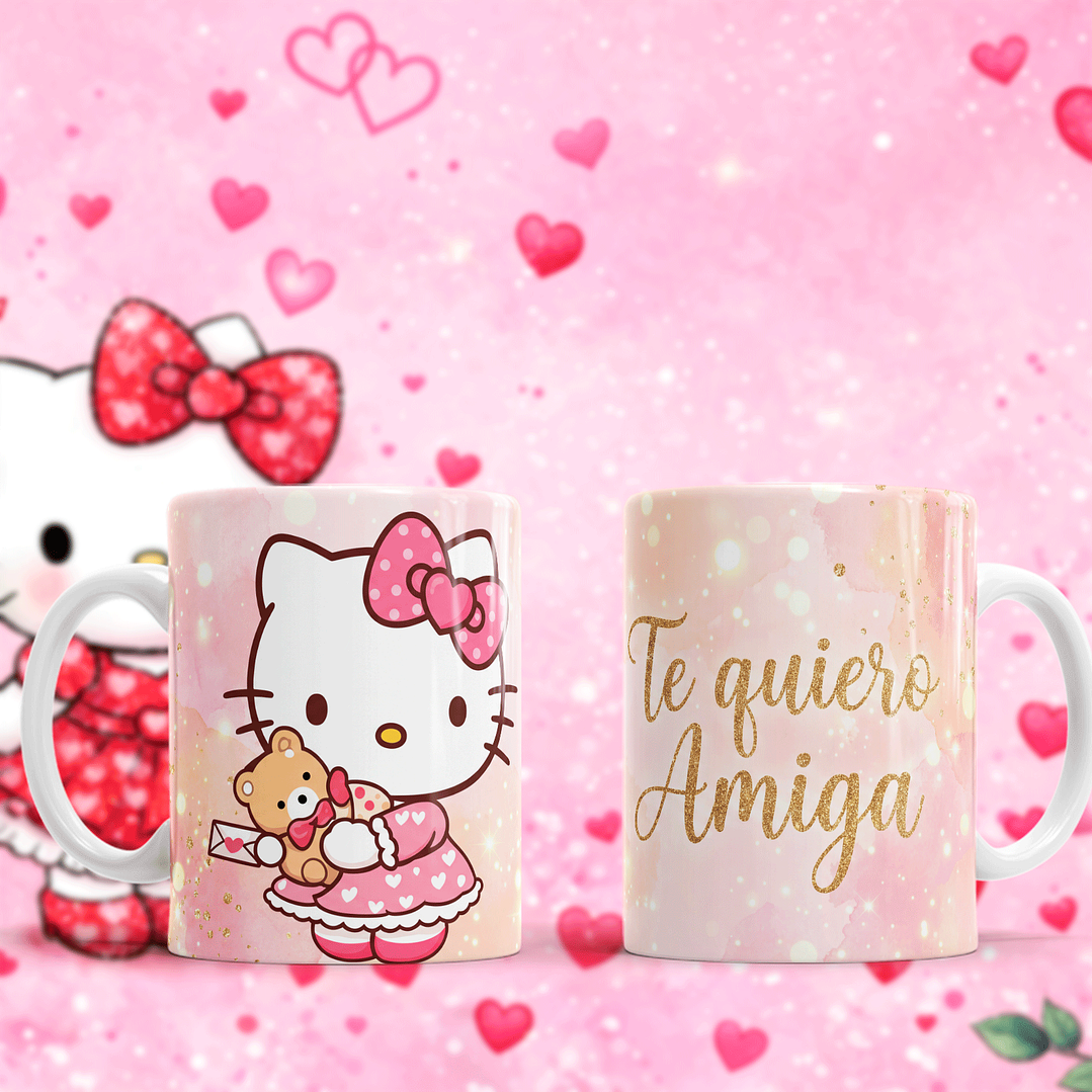 7 Plantillas de Diseño Tazas Hello Kitty San Valentín Archivos PNG 3