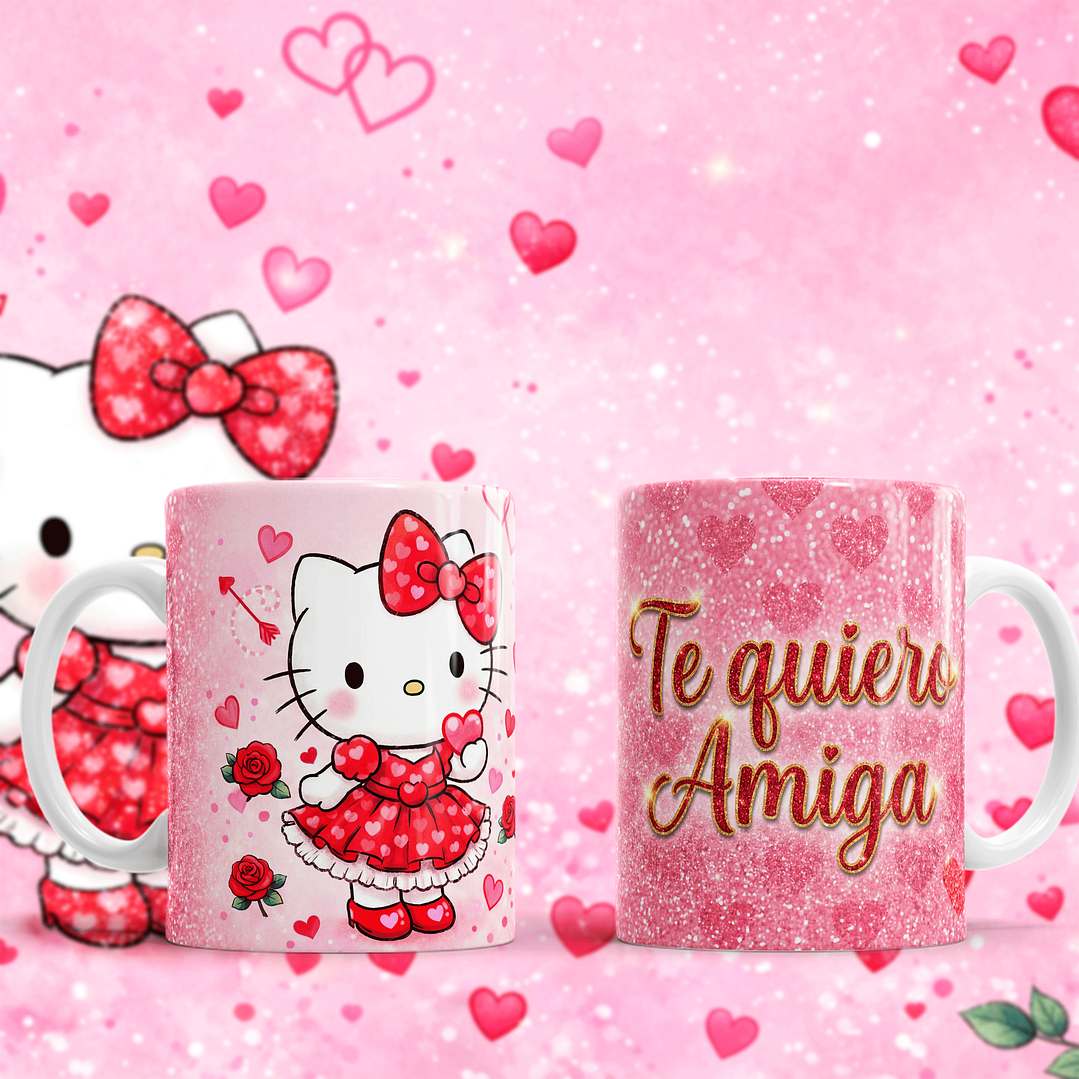 7 Plantillas de Diseño Tazas Hello Kitty San Valentín Archivos PNG 4