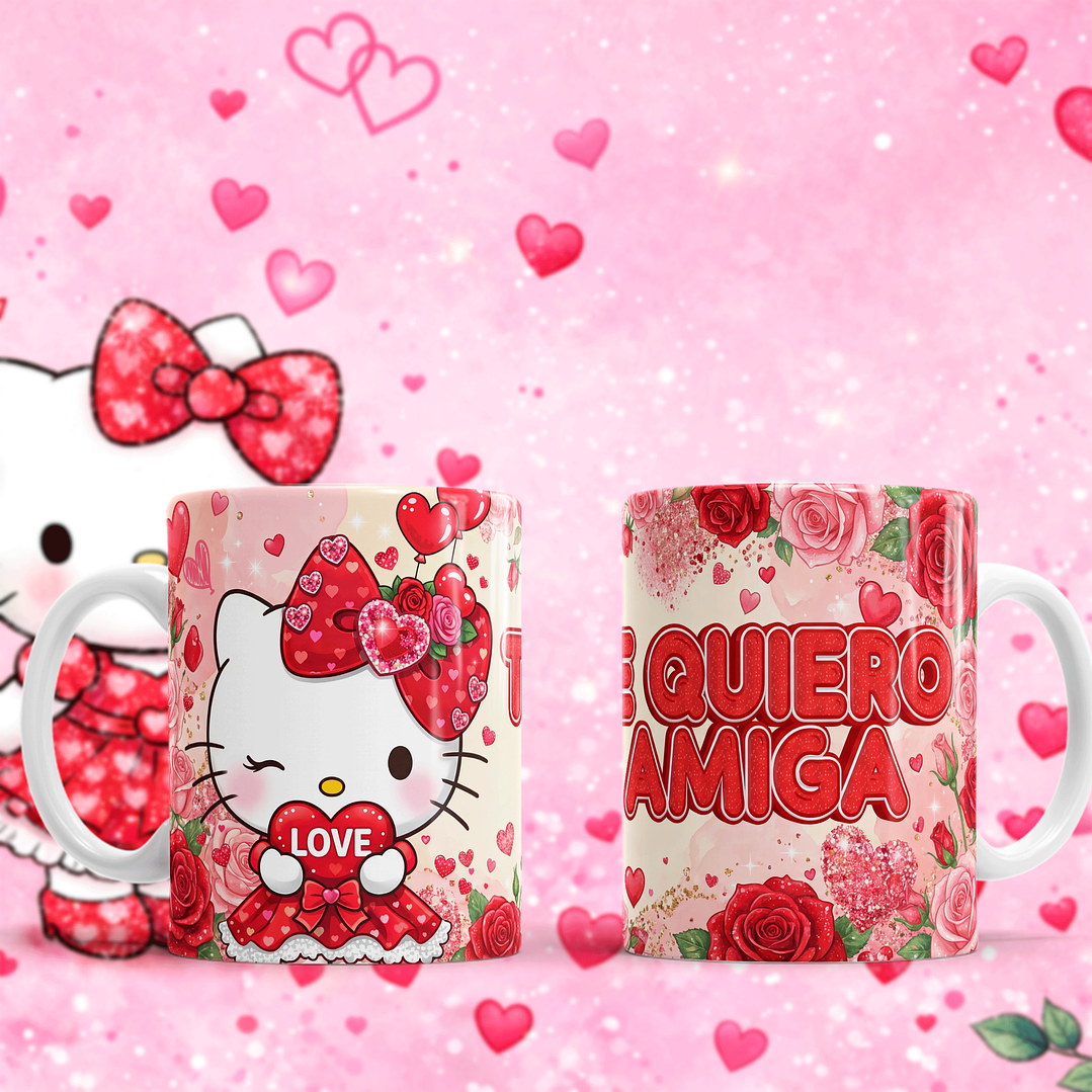 7 Plantillas de Diseño Tazas Hello Kitty San Valentín Archivos PNG 6
