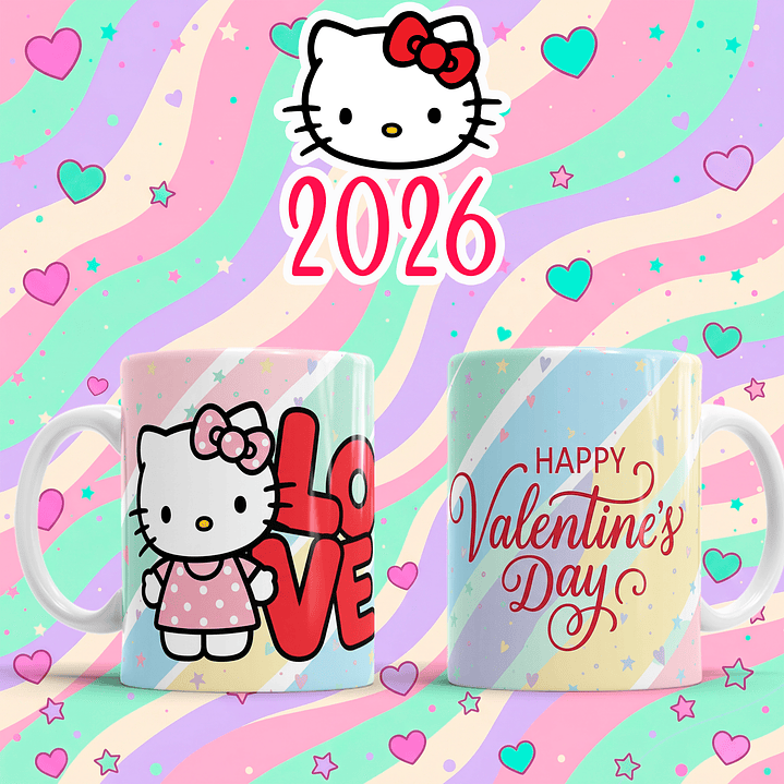 10 Plantillas de Diseño Tazas Hello Kitty San Valentín Archivos PNG 1