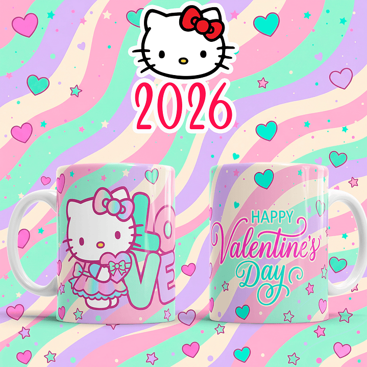 10 Plantillas de Diseño Tazas Hello Kitty San Valentín Archivos PNG 2