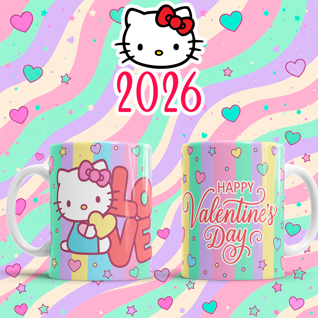 10 Plantillas de Diseño Tazas Hello Kitty San Valentín Archivos PNG 4
