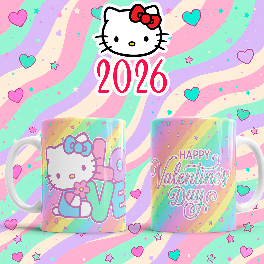 10 Plantillas de Diseño Tazas Hello Kitty San Valentín Archivos PNG 6