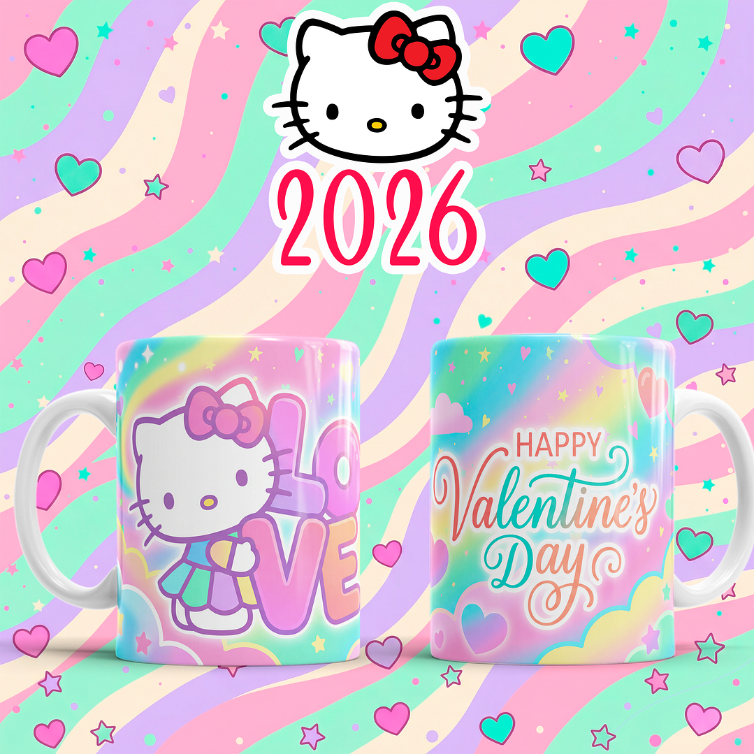 10 Plantillas de Diseño Tazas Hello Kitty San Valentín Archivos PNG 7