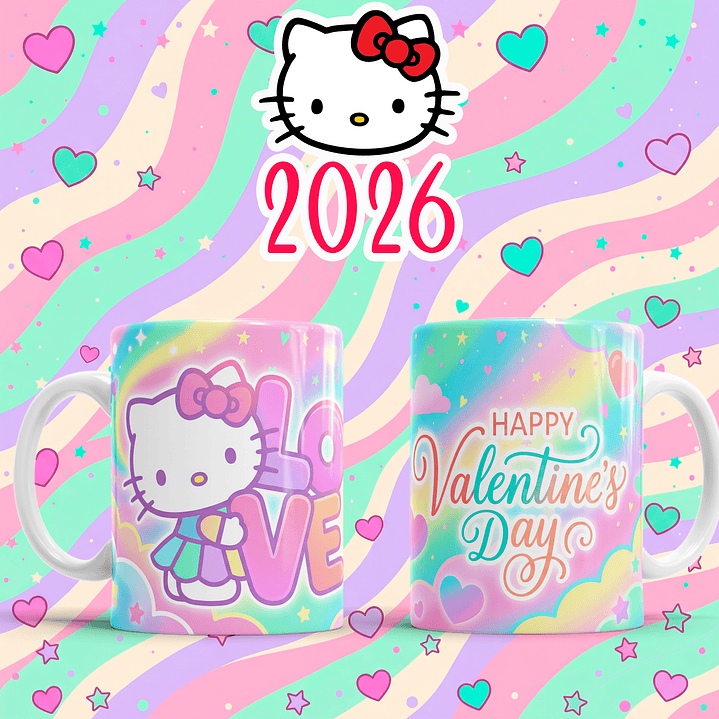 10 Plantillas de Diseño Tazas Hello Kitty San Valentín Archivos PNG 7