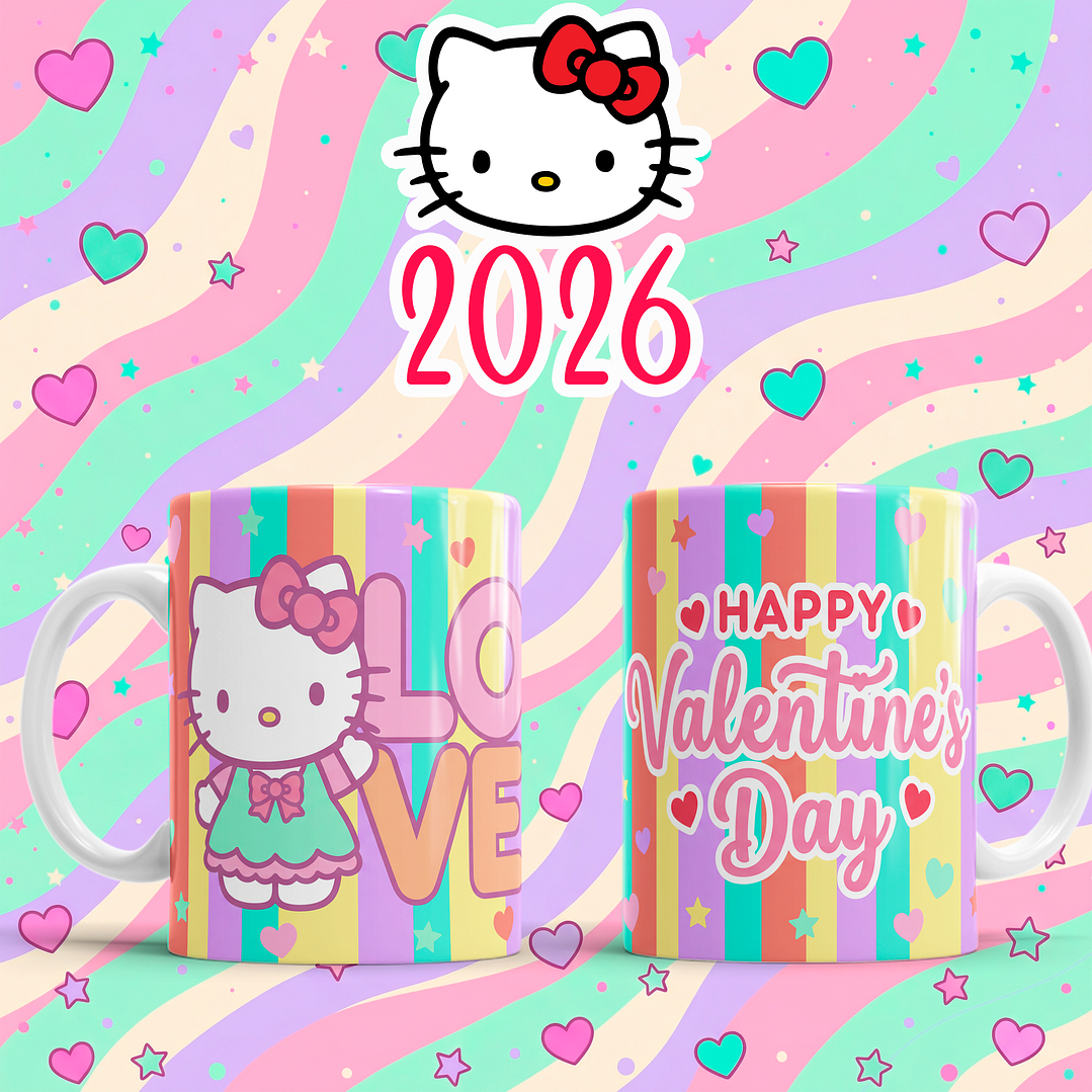 10 Plantillas de Diseño Tazas Hello Kitty San Valentín Archivos PNG 8