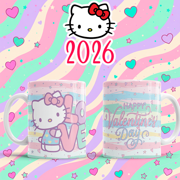 10 Plantillas de Diseño Tazas Hello Kitty San Valentín Archivos PNG 9