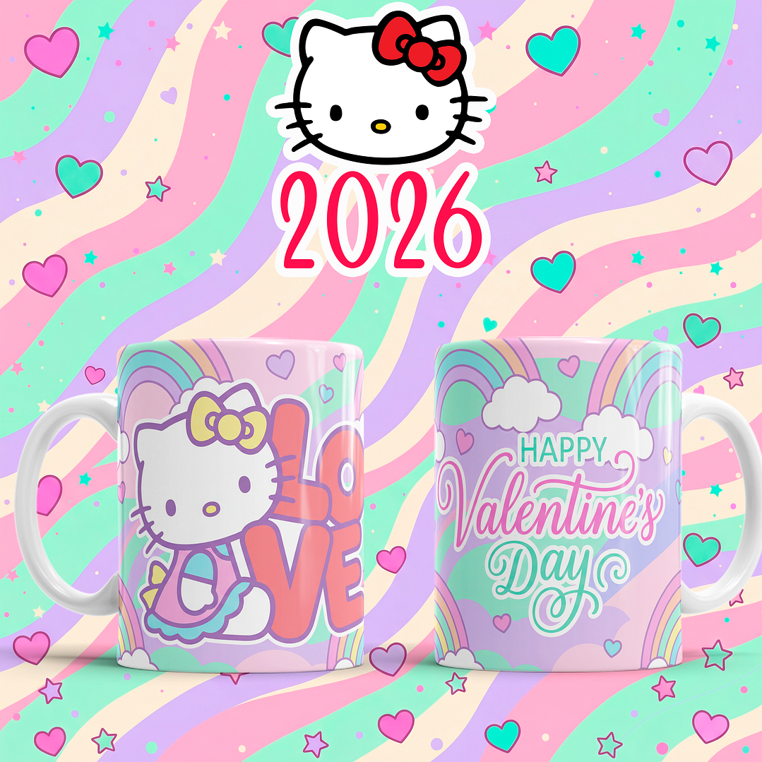 10 Plantillas de Diseño Tazas Hello Kitty San Valentín Archivos PNG 10