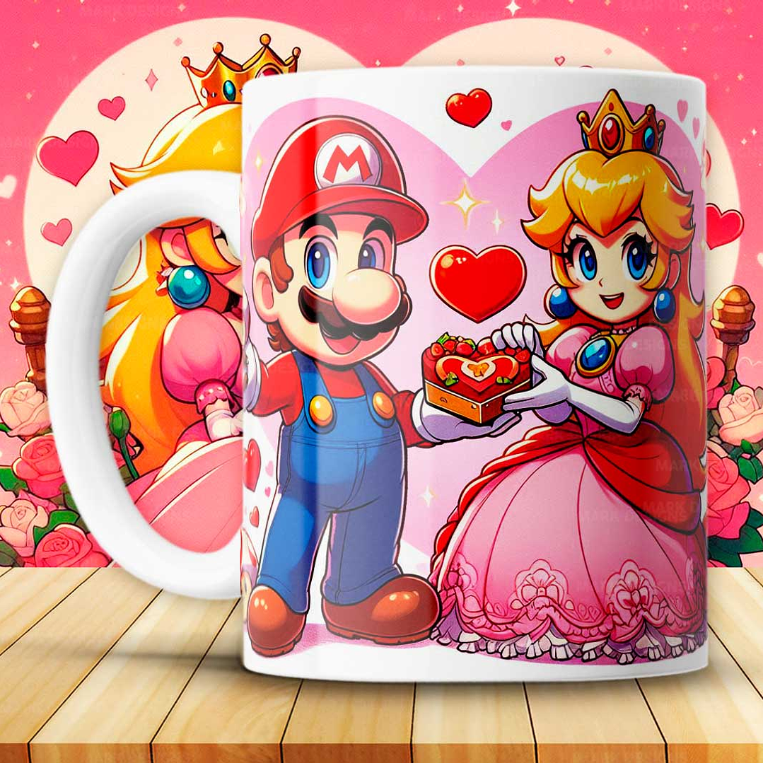 12 Plantillas de Diseño Tazas Super Mario San Valentín Archivos JPG 1