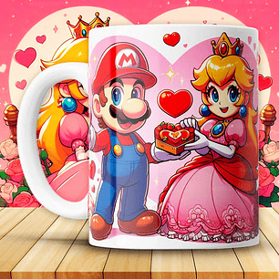 12 Plantillas de Diseño Tazas Super Mario San Valentín Archivos JPG