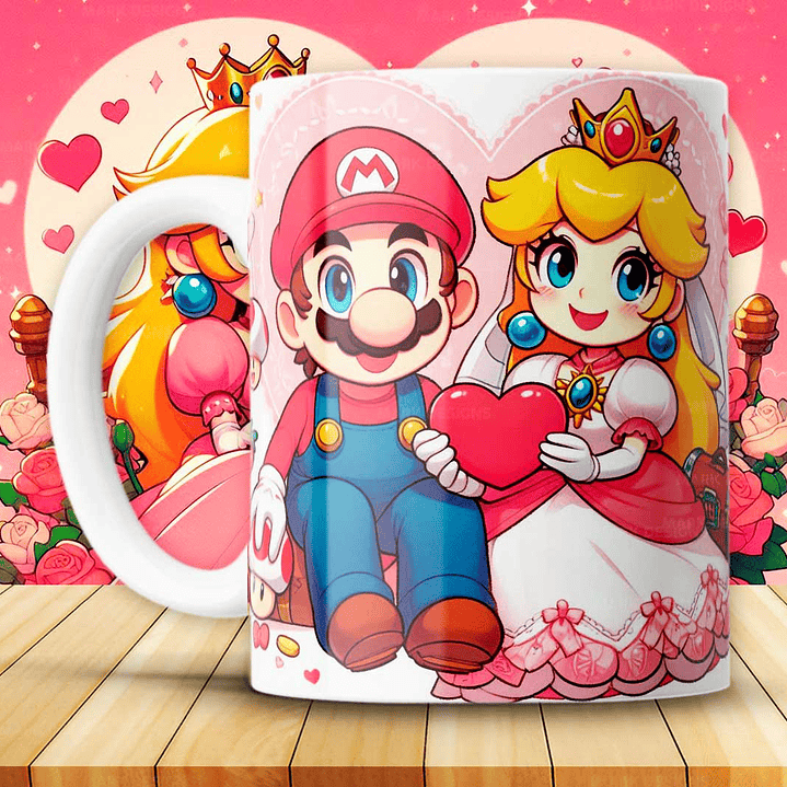 12 Plantillas de Diseño Tazas Super Mario San Valentín Archivos JPG 2