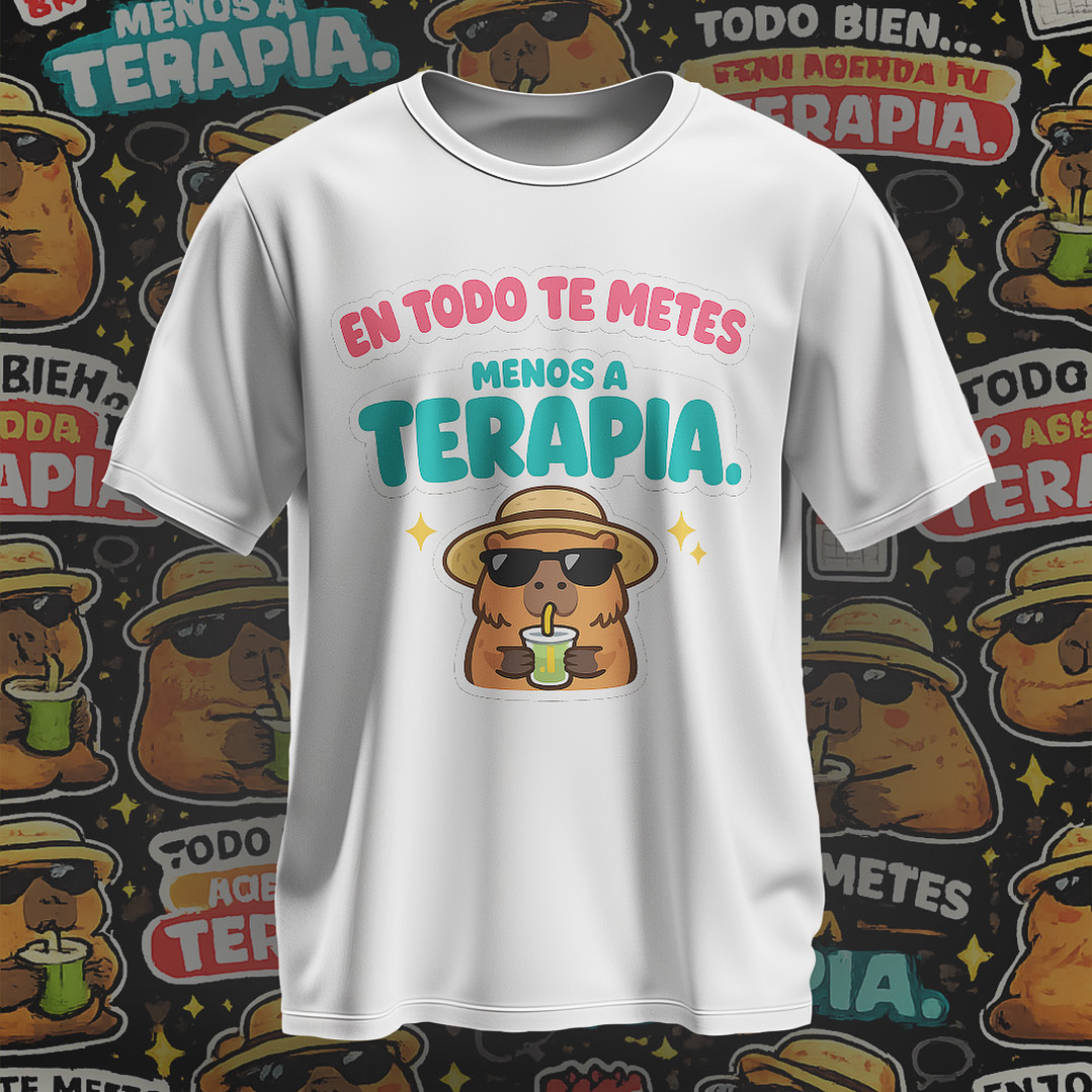 10 Plantillas de Diseño Camiseta Poleras Capy Terapia Archivos PNG 1