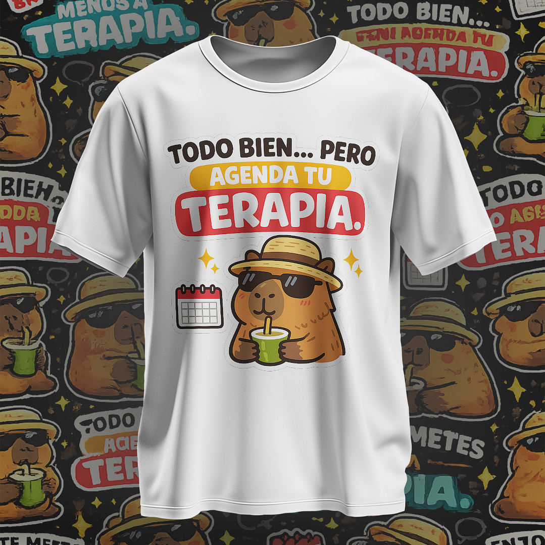 10 Plantillas de Diseño Camiseta Poleras Capy Terapia Archivos PNG 2