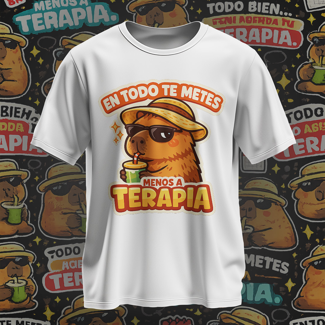 10 Plantillas de Diseño Camiseta Poleras Capy Terapia Archivos PNG 3
