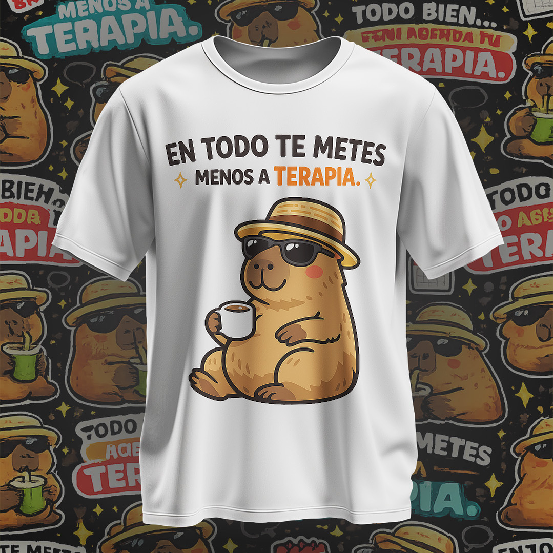 10 Plantillas de Diseño Camiseta Poleras Capy Terapia Archivos PNG 4