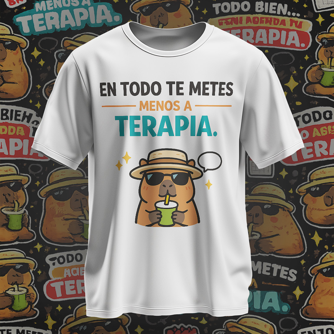 10 Plantillas de Diseño Camiseta Poleras Capy Terapia Archivos PNG 5