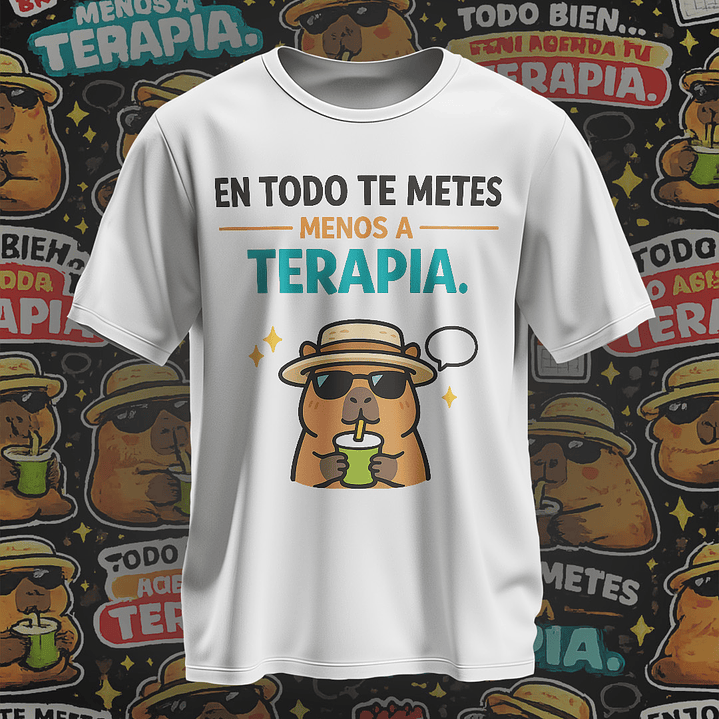 10 Plantillas de Diseño Camiseta Poleras Capy Terapia Archivos PNG 5