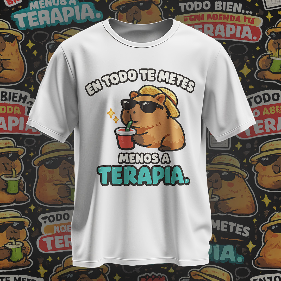 10 Plantillas de Diseño Camiseta Poleras Capy Terapia Archivos PNG 6