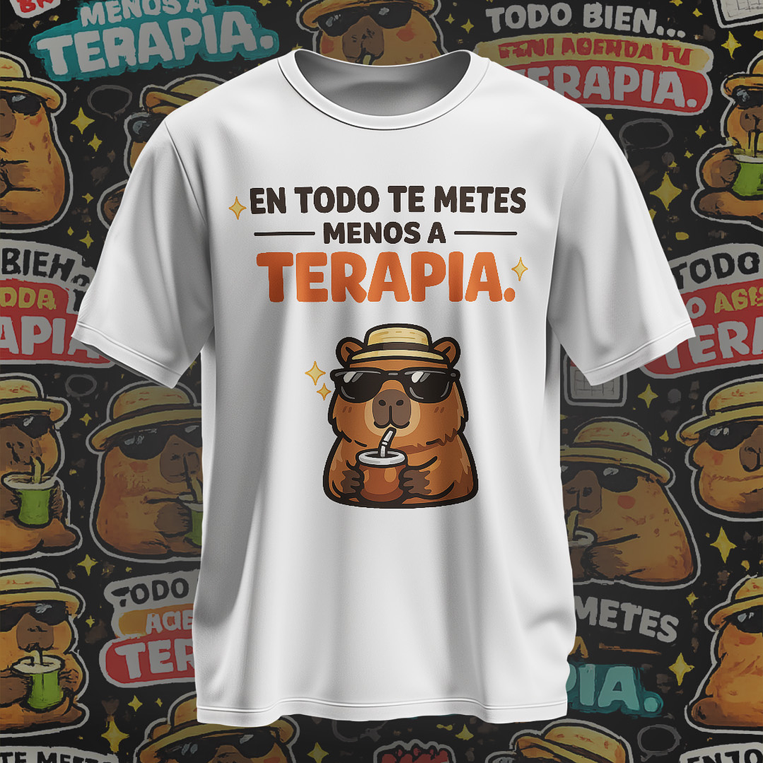 10 Plantillas de Diseño Camiseta Poleras Capy Terapia Archivos PNG 7