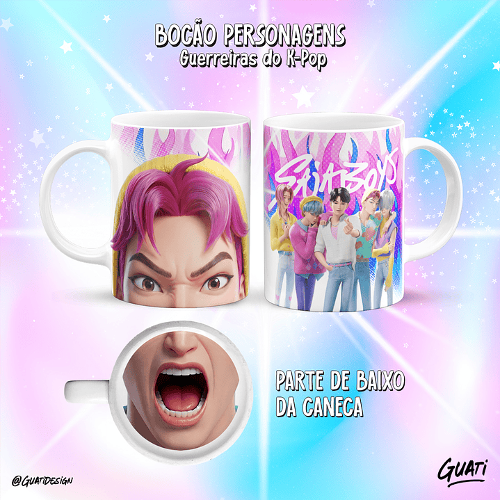 10 Plantillas de Diseño Tazas Boca Guerreras K-pop Archivos PNG 2