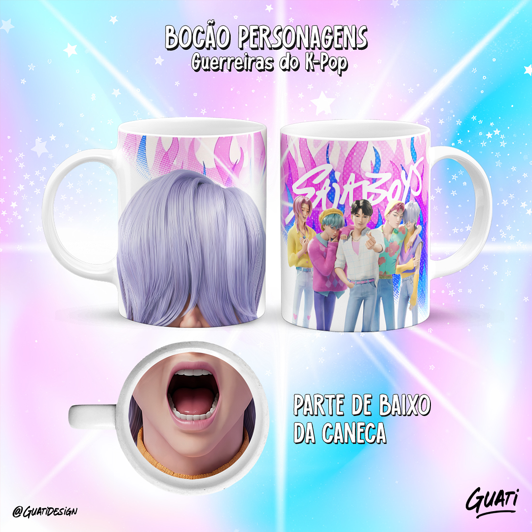 10 Plantillas de Diseño Tazas Boca Guerreras K-pop Archivos PNG 4