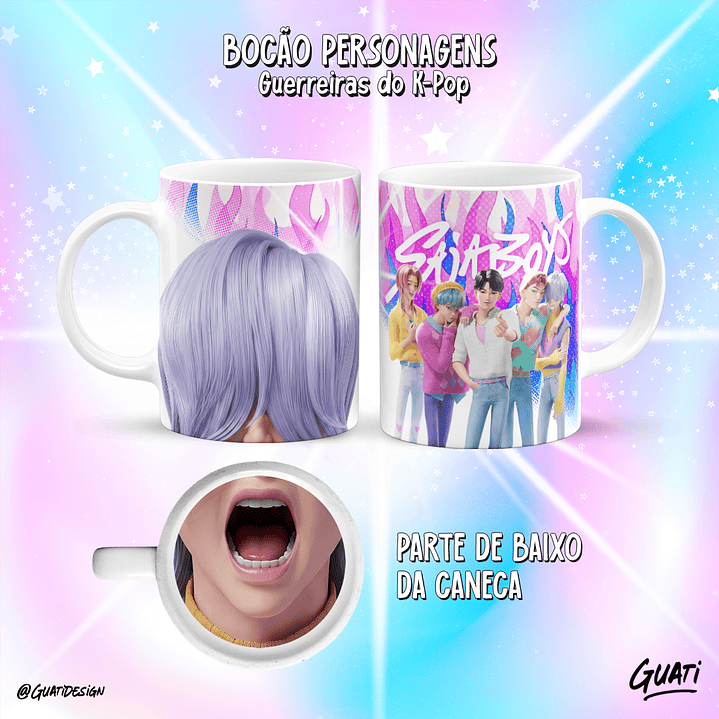 10 Plantillas de Diseño Tazas Boca Guerreras K-pop Archivos PNG 4