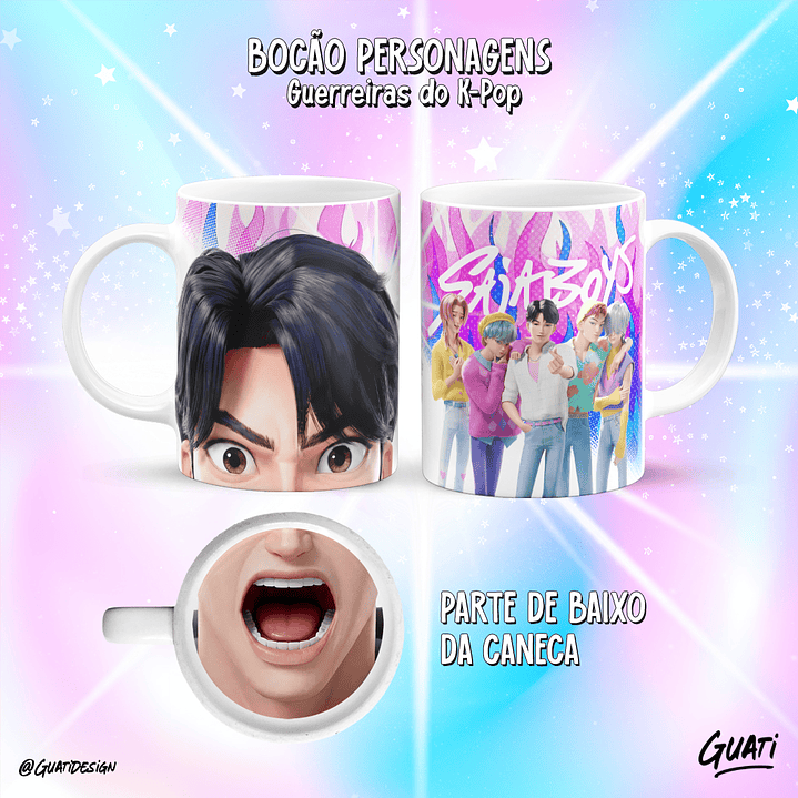 10 Plantillas de Diseño Tazas Boca Guerreras K-pop Archivos PNG 5