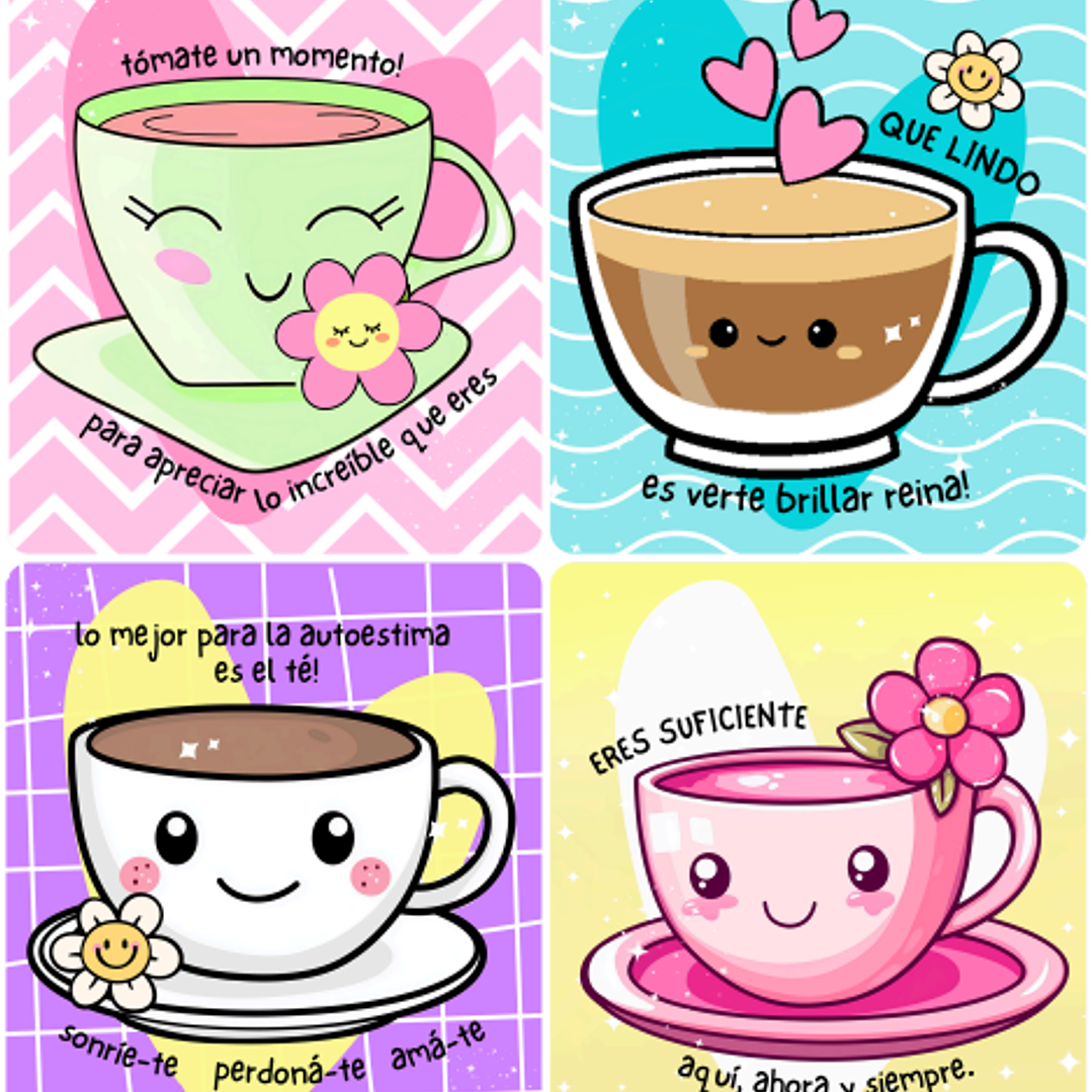 4 Plantillas de Diseño Tarjetas Tazitas de Té Día de la Mujer Archivos PDF 1
