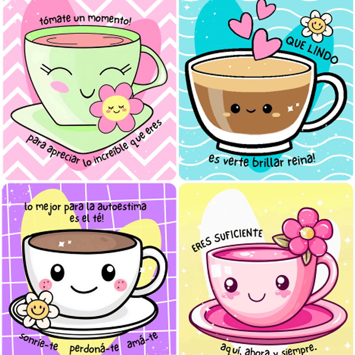 4 Plantillas de Diseño Tarjetas Tazitas de Té Día de la Mujer Archivos PDF 1
