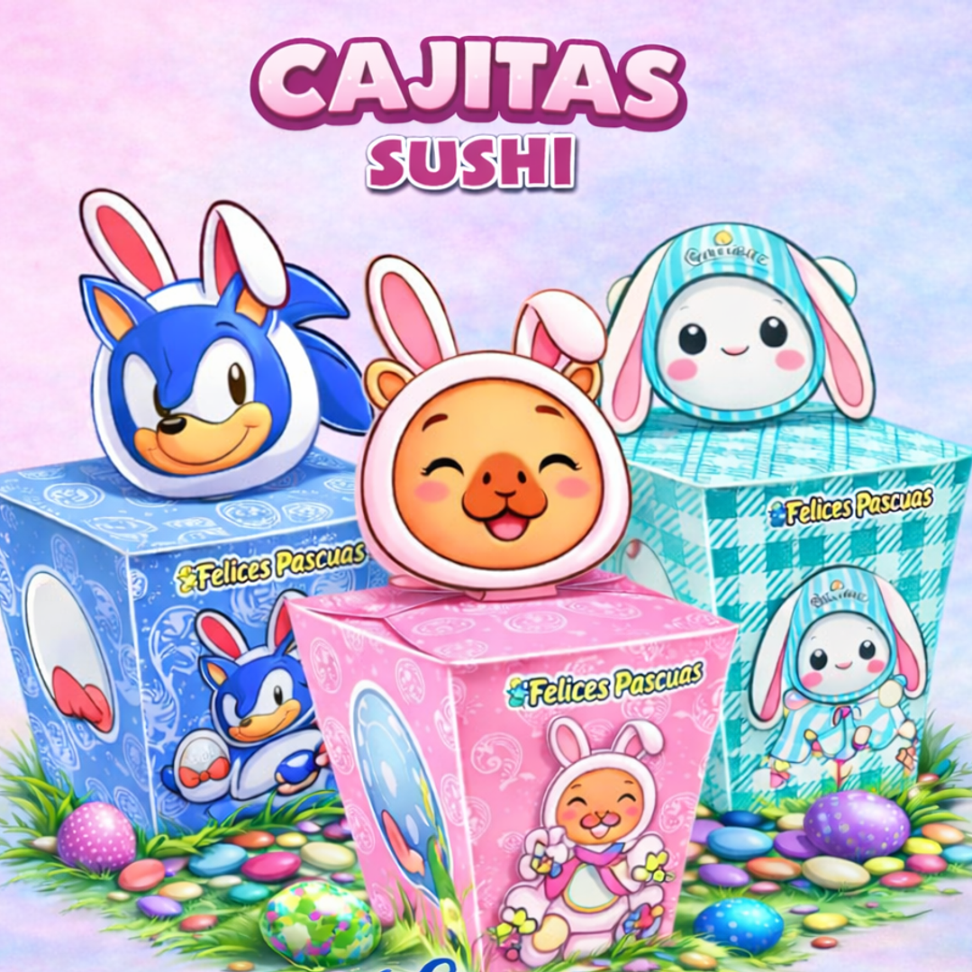 Plantillas de Diseño Cajitas Sushi 2 Hojas Pascua Archivos PDF 1
