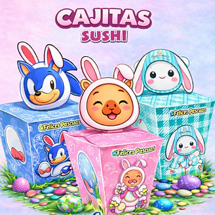 Plantillas de Diseño Cajitas Sushi 2 Hojas Pascua Archivos PDF