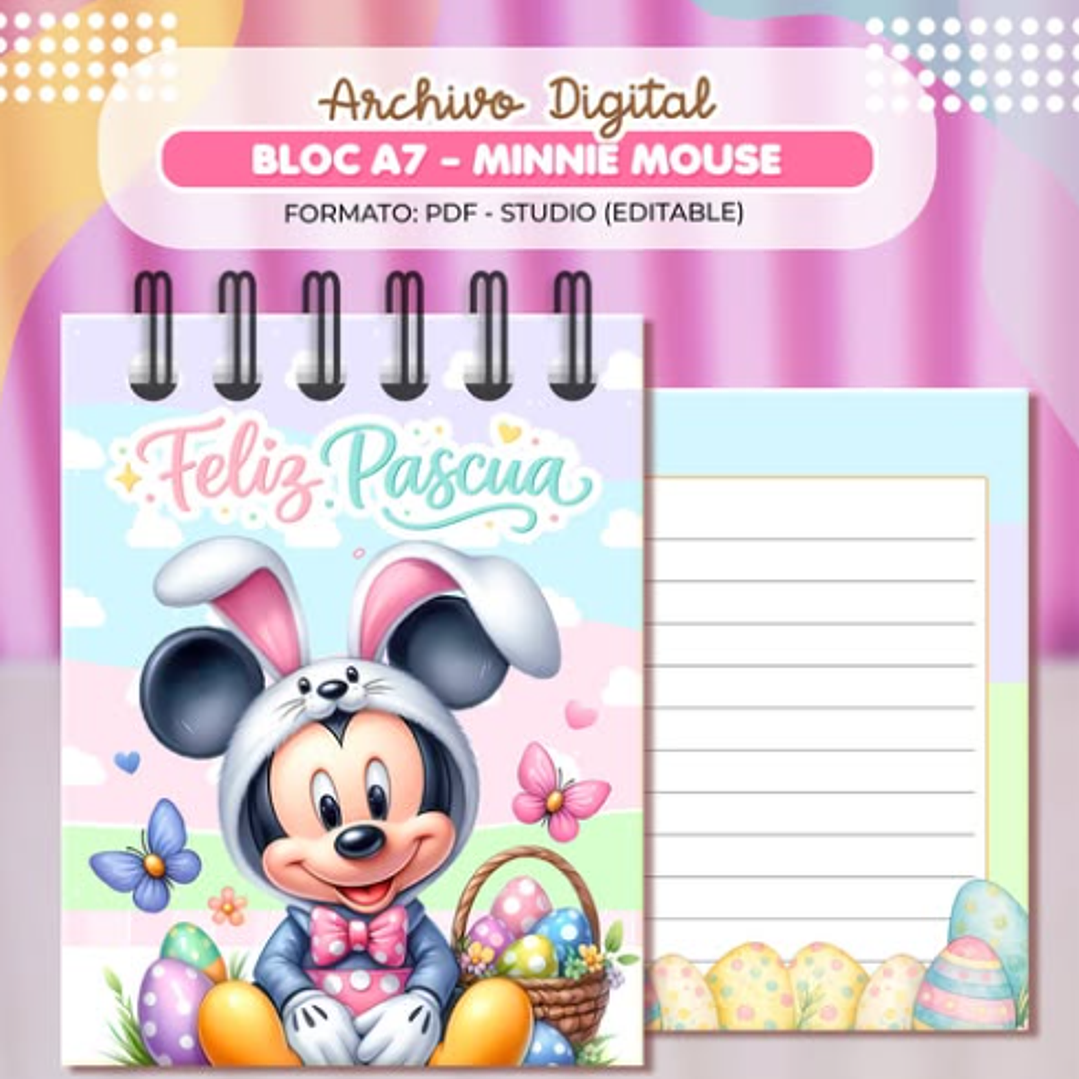 Plantillas de Diseño Pack Bloc Mickey Minnie Daisy Donald A7 Pascua Archivos PDF 1