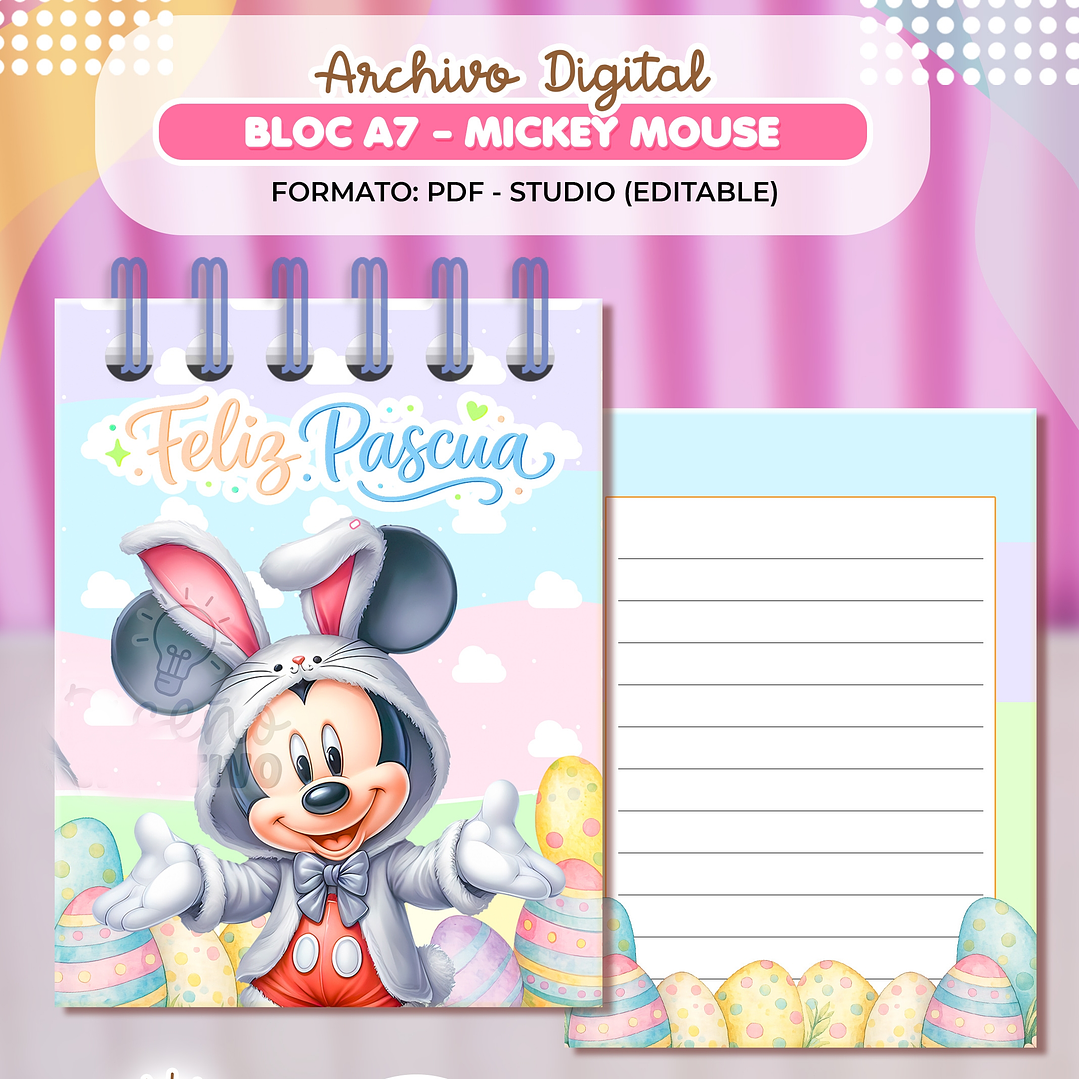 Plantillas de Diseño Pack Bloc Mickey Minnie Daisy Donald A7 Pascua Archivos PDF 2