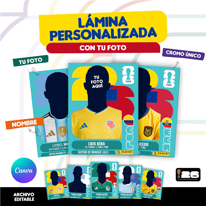 Figurita Personalizada Copa del Mundo 2026 Colombia - Archivo Digital para Imprimir 2