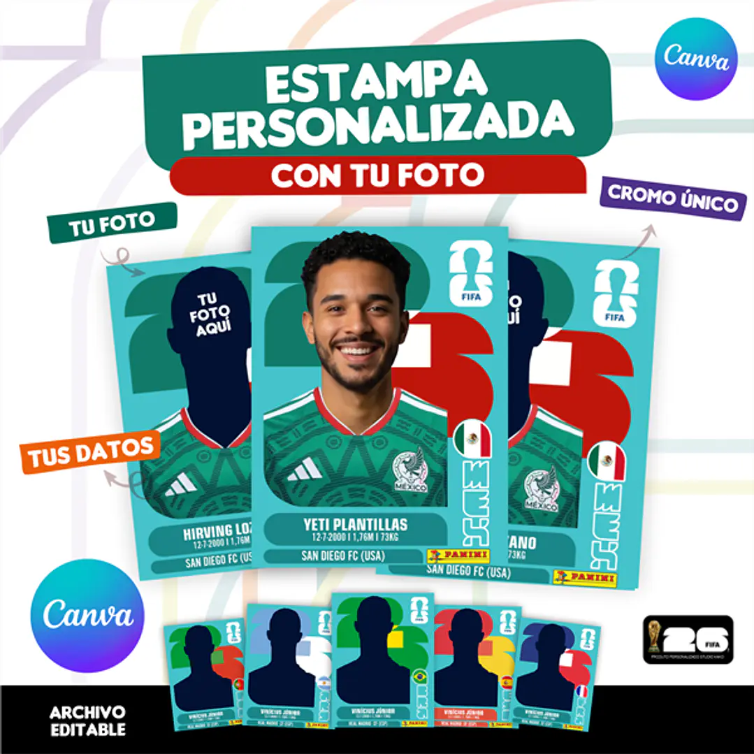 Estampa Personalizada Copa del Mundo 2026 México - Archivo Digital para Imprimir 1