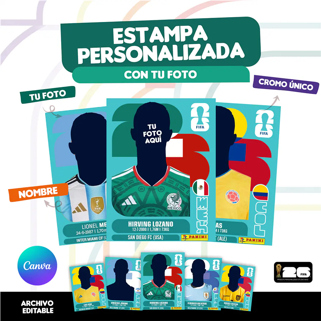 Estampa Personalizada Copa del Mundo 2026 México - Archivo Digital para Imprimir 2