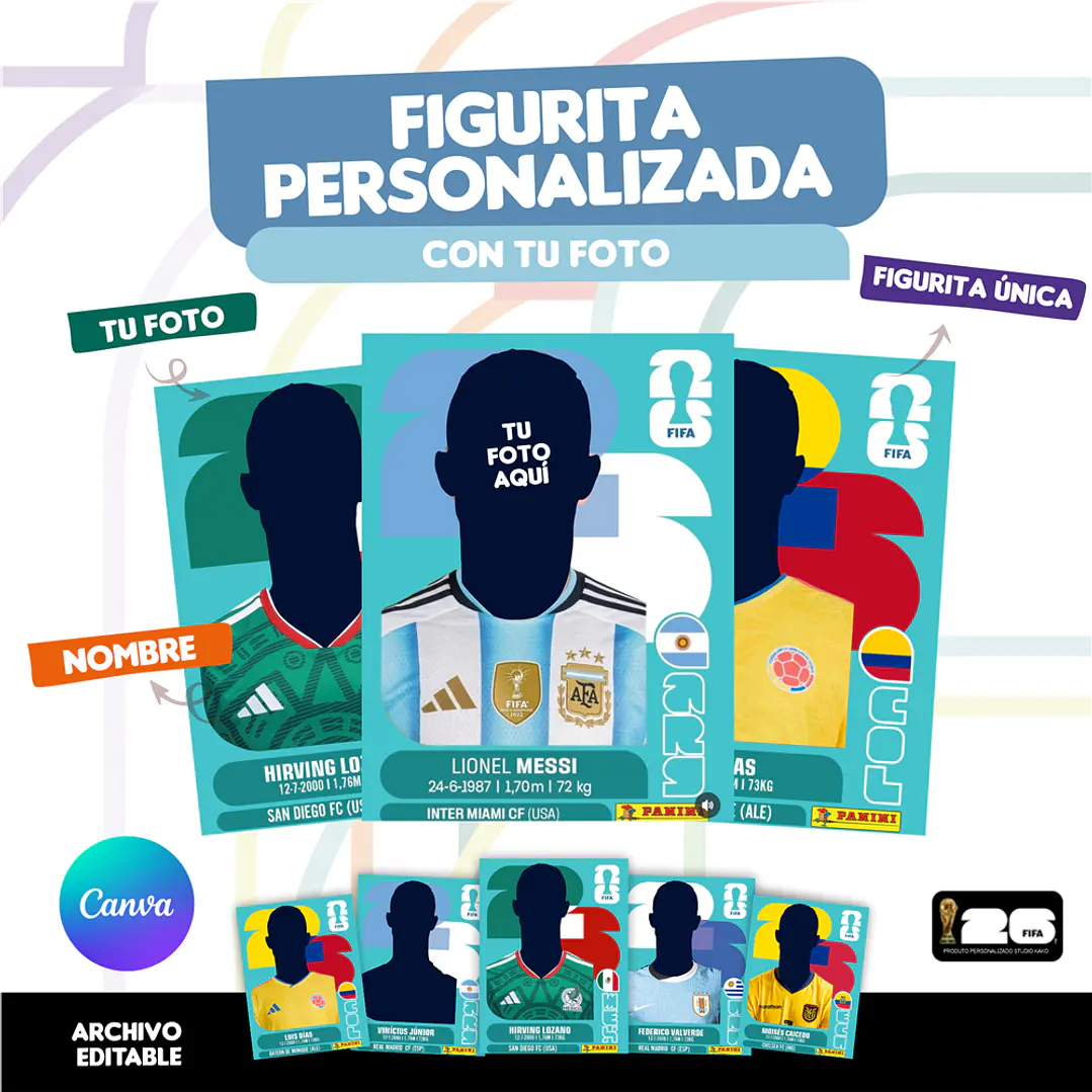 Figurita Personalizada Copa del Mundo 2026 Argentina - Archivo Digital para Imprimir  2