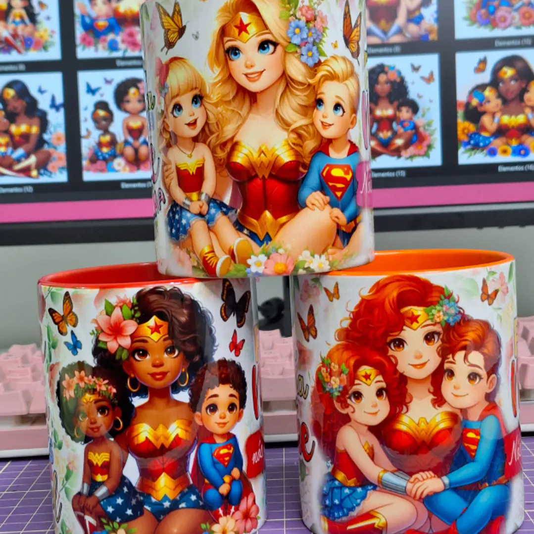 Plantillas de Diseños Tazas Mamá Mujer Maravilla Archivos PNG 1