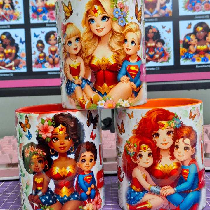 Plantillas de Diseños Tazas Mamá Mujer Maravilla Archivos PNG 1