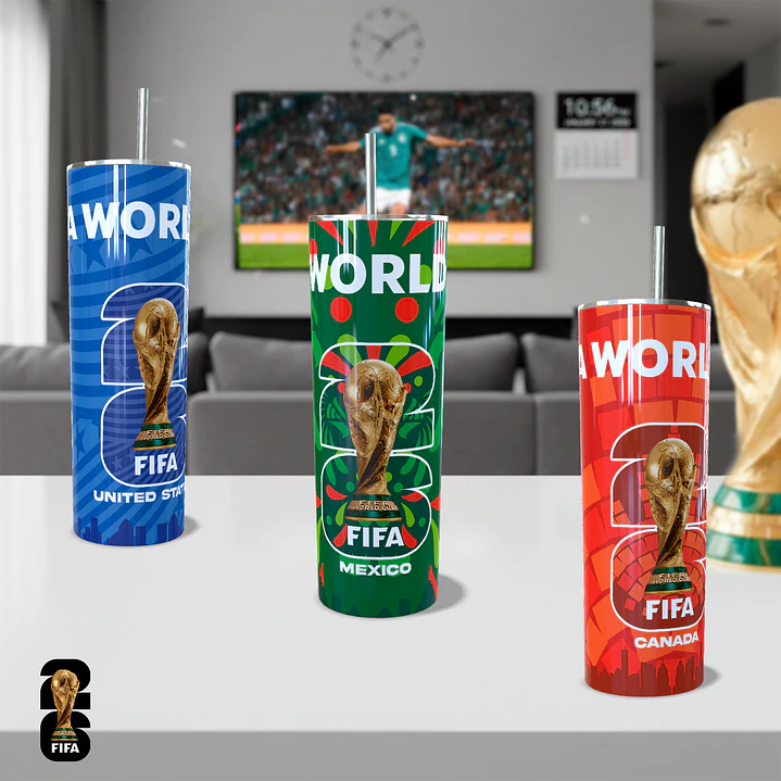 6 Plantillas de Diseño Tazas Tumbler Pack Mundial 2026 Archivos PNG 6