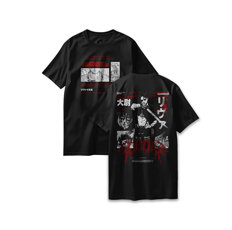 Polera Levi Ackerman – Dark Manga Edition 1